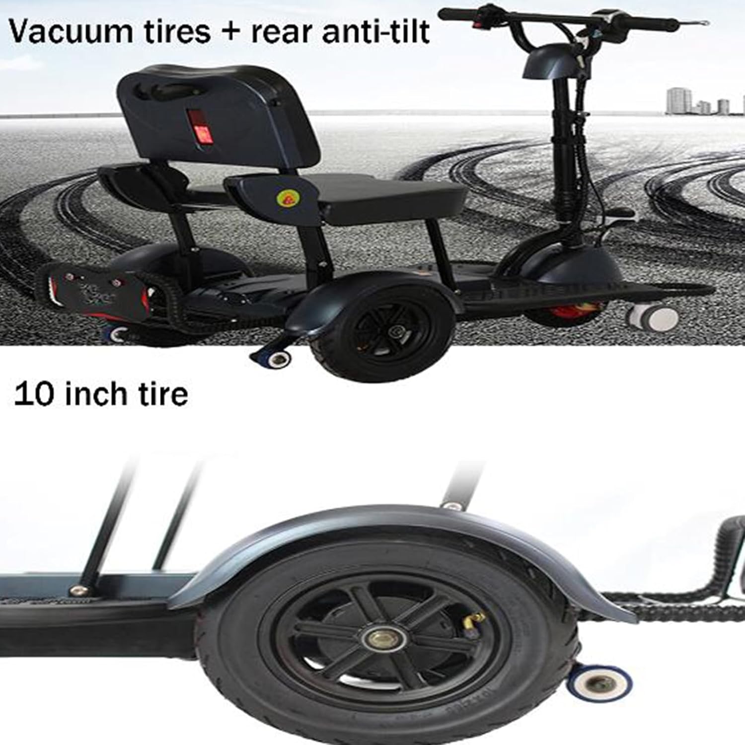 Adult Home Shopping Cart, Smart Scooter for The Elderly, Folding Electric Tricycle for Adults with Disabilities,White