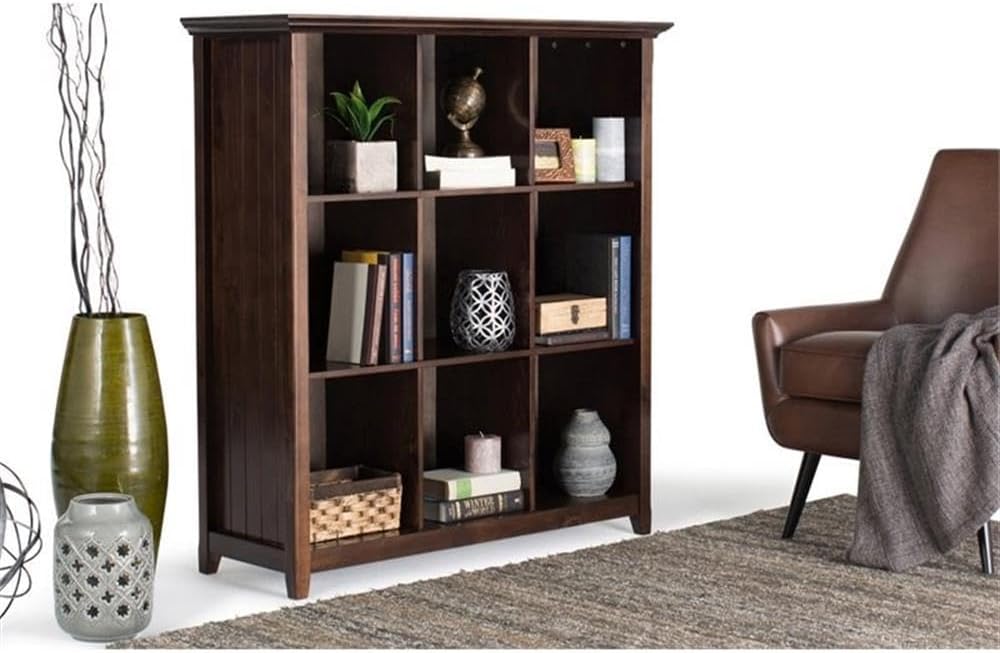 Trent Home Wood Transitional 9 Cube Bookcase and Unit in Brunette Brown