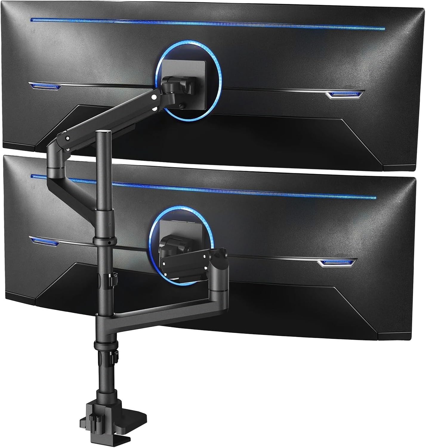 Pneumatic Arm Dual Ultra-Wide Monitor Desk Stand for Computer Screens up to 49 Inches