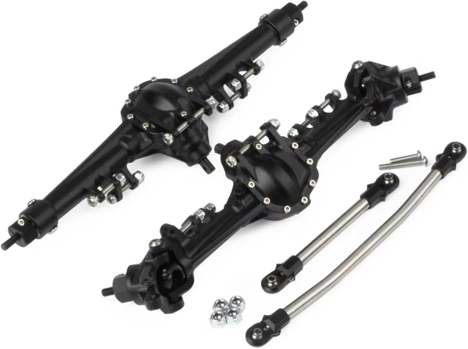 For SCX10 II For Element For Enduro CC01 1/10 RC Car Crawler Rig Integrated CNC Aluminum Front Rear Axle Upgrade Accessories Rc Parts(Black,Front and Rear)