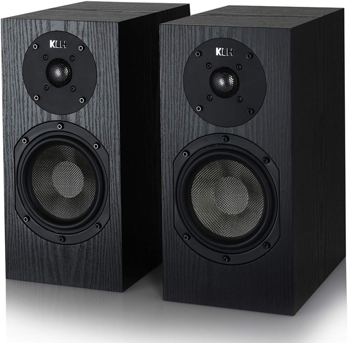 KLH Albany II 2-Way Bookshelf Speakers for Premium Studio Music |High Performance Home Theater|Hi-Res Surround Sound |Deep Bass Port | Detachable Magnetic Grille | Black (Pair)