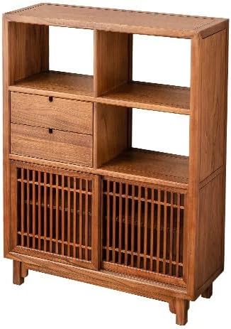 DIEYPOL Bookshelf Wooden Bookshelf Side Cabinet Small Bookcase Chinese Style Balcony Tea Room Home Display Cabinet Storage Cabinet Bookcase