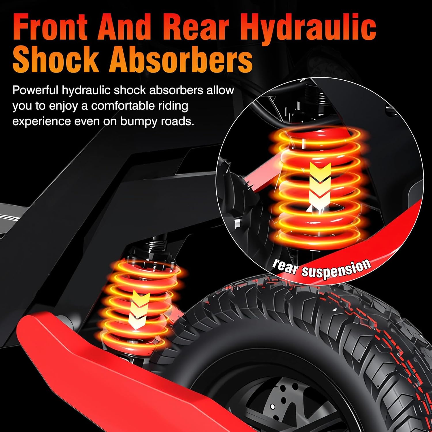 1200W Off-Road Folding Electric Scooter with 48V 13AH Lithium Battery, 30-38 MPH Max Speed, All-Terrain Tires for Adults, Portable Design for Commuting and Adventure