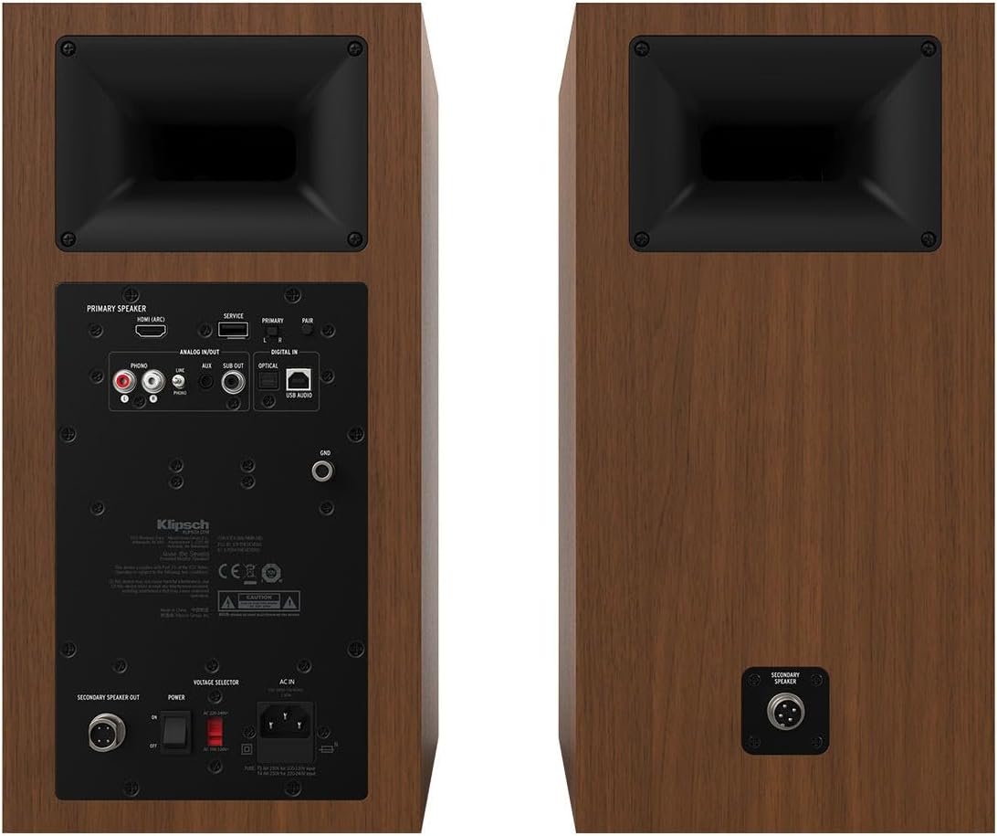 Klipsch The Sevens Heritage Inspired (Pair) Powered Speakers - Walnut (Renewed)
