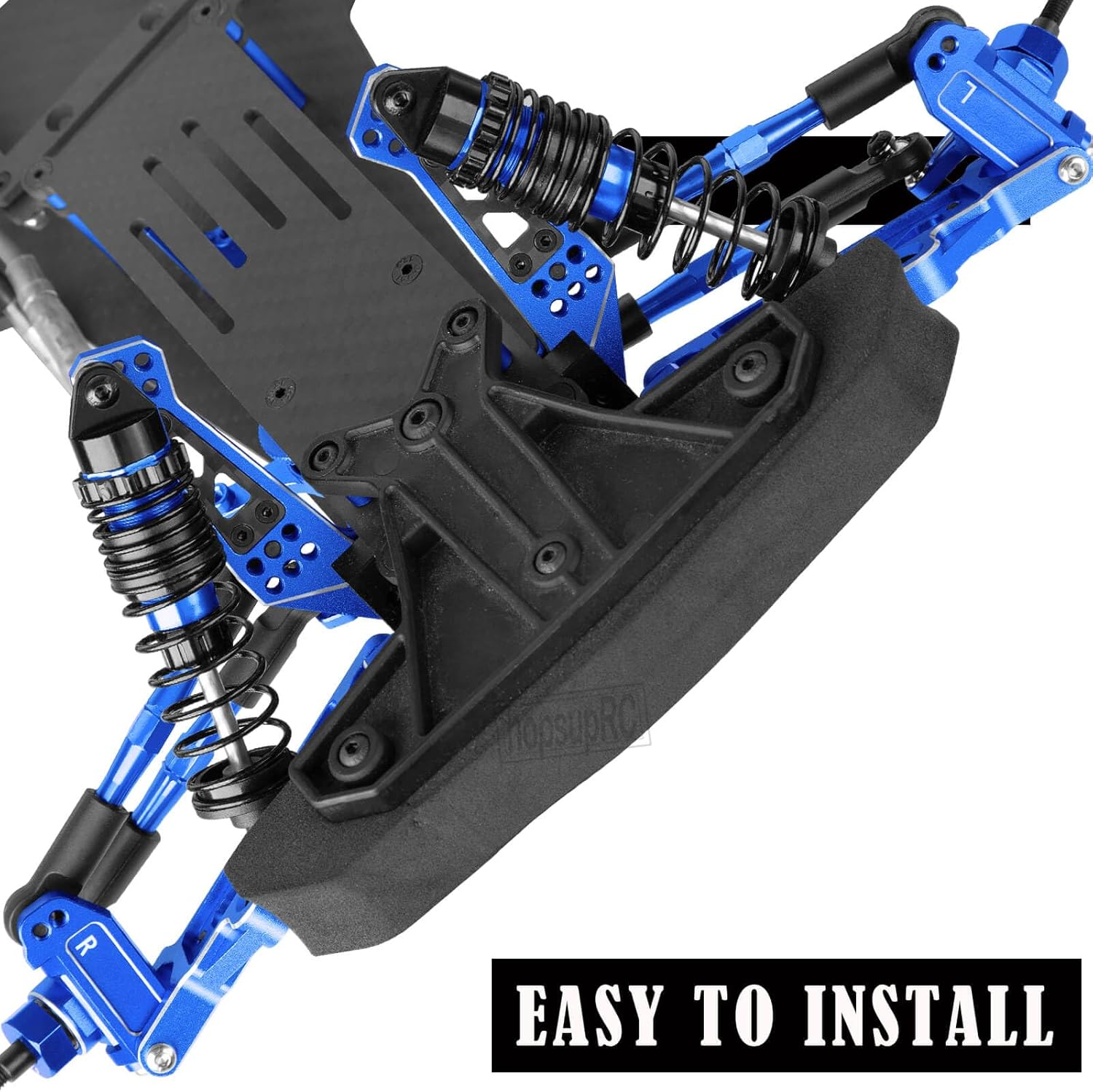 Upgrades Parts for 1/10 Slash 2WD LCG,Carbon Skid Plate&Aluminum RC Shocks&Drive Shaft CVD&A Arms&Steering Block&272R Gearbox&Adjustable Links&Shock Tower&Front Bulkhead,Navy Blue