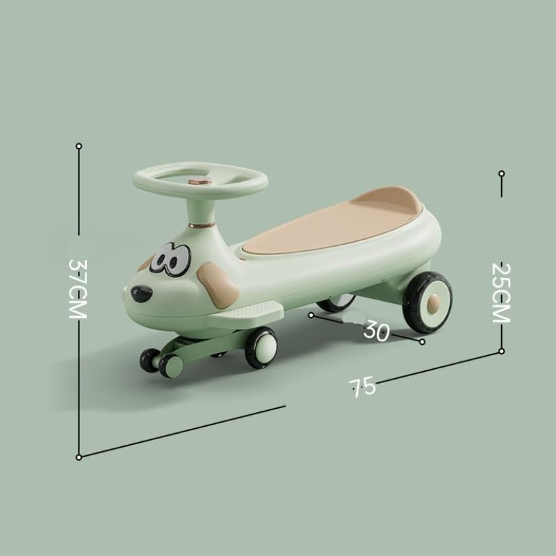 Wiggle Car with Music Lights Anti-Rollover Twist Car Swing Silent Flashing Wheels Durable(Green)