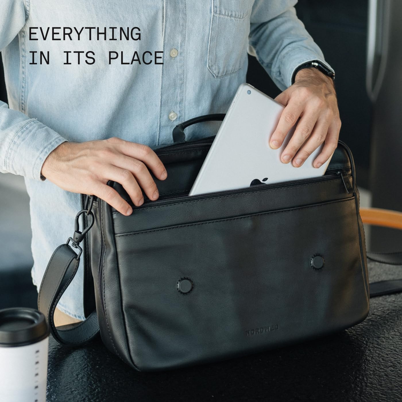 Nordweg Workday Briefcase NW053B – Full-Grain Leather Laptop Bag 15.6