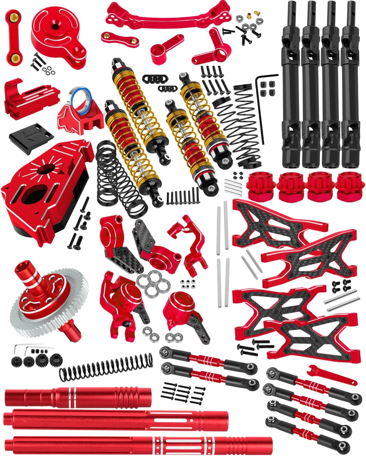 RC Upgrades Part for 1/8 Typhon 3S BLX,Shocks,Driveshafts,Transmission,Turnbuckles,A Arms,Caster Block Set,Center CVD &Support,25T Servo Saver,58T Slipper,Steering,Red