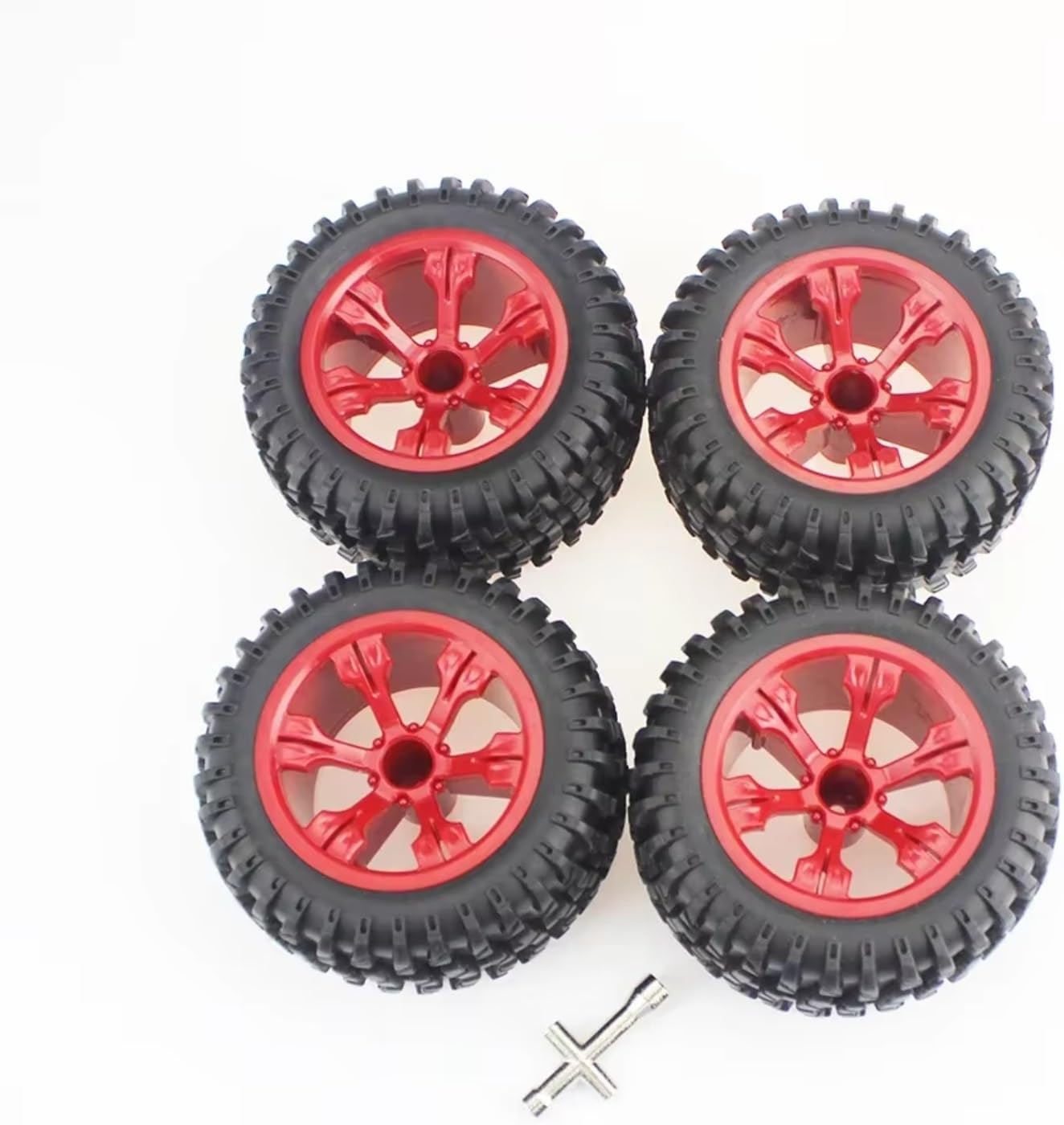 RC Car Accessories Compatible with WLtoys 12428 12427 1/12 Accessory Parts Off-Road Car Wheel Rims RC Rubber Car Tires(Red)