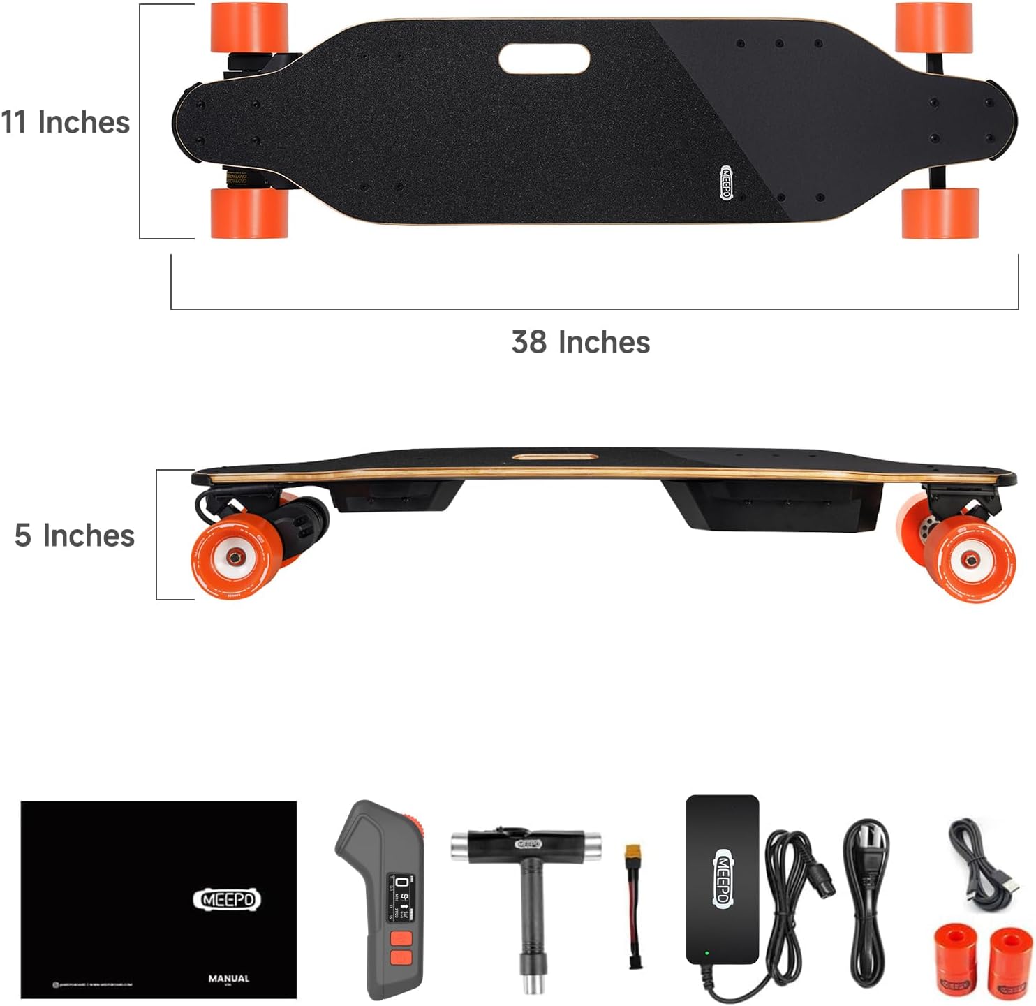 MEEPO V5 Go Electric Skateboard with Remote, 1500 * 2 Powerful Belt Motors, 26MPH Stable Top Speed，UP to 20Mlies Range, Next-Generation Performance of Electric Cruiser, for Teens and Adults