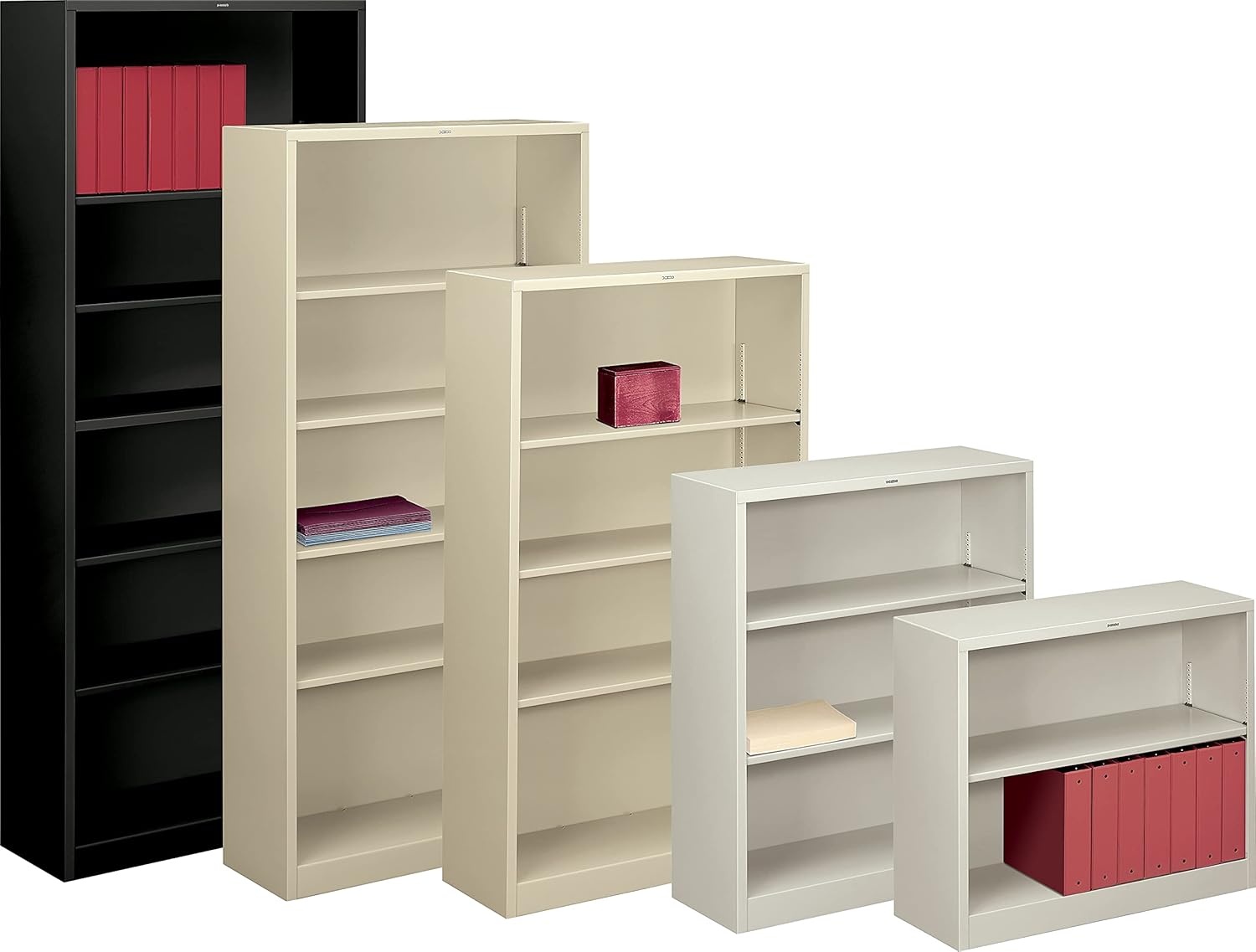 HON S82ABCP Metal Bookcase, Six-Shelf, 34-1/2w x 12-5/8d x 81-1/8h, Black