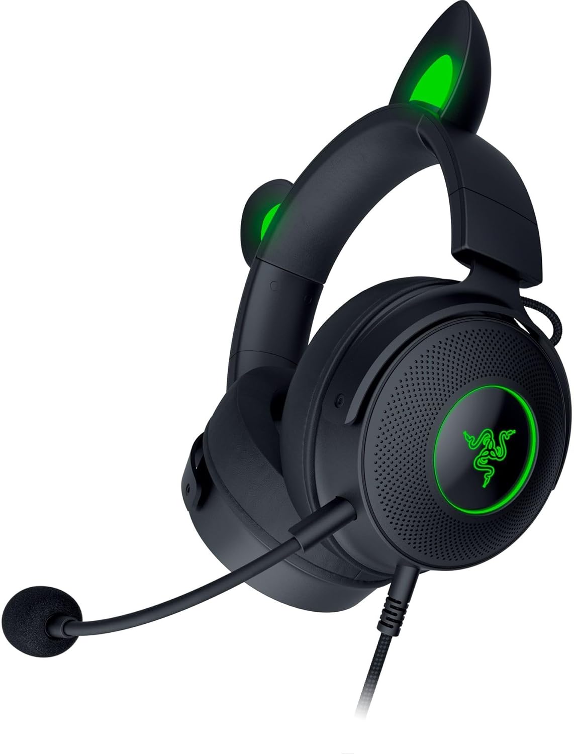 Razer Kraken Kitty Edition V2 Pro - Wired RGB Gaming Headset with Interchangeable Ears (Interchangeable Ears, Streaming Responsive Lighting, 50 mm Titanium Speakers) Black