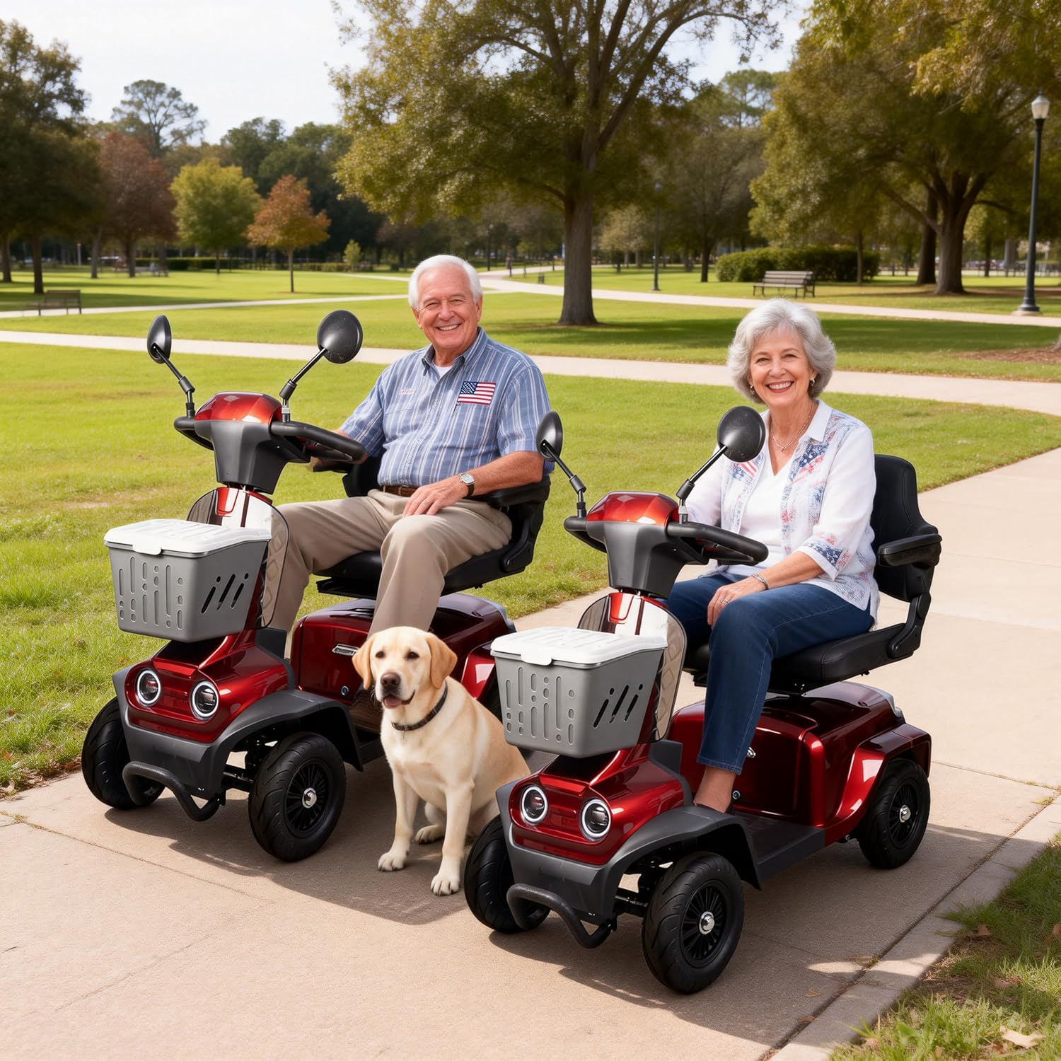 Mobility Scooters for Seniors: Heavy Duty 400lbs - Mobility Scooter w/Easy Control Lever for Weak Hands, 350W Differential Motor, 25-37 Miles Range, 8mph - w/Free Rain Cover