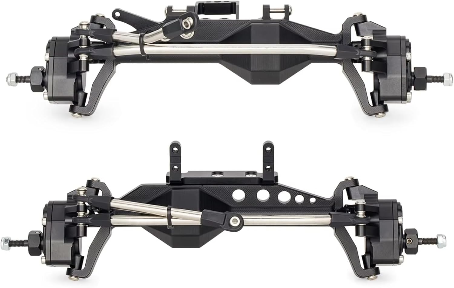 RC Axle For LCG For SCX10 III For Capra H10 1/10 Aluminum 4WS Offset Portal Axle Set With Servo Mount 4 Wheel Steering For Chassis Comp OPTIC(Black,Set)