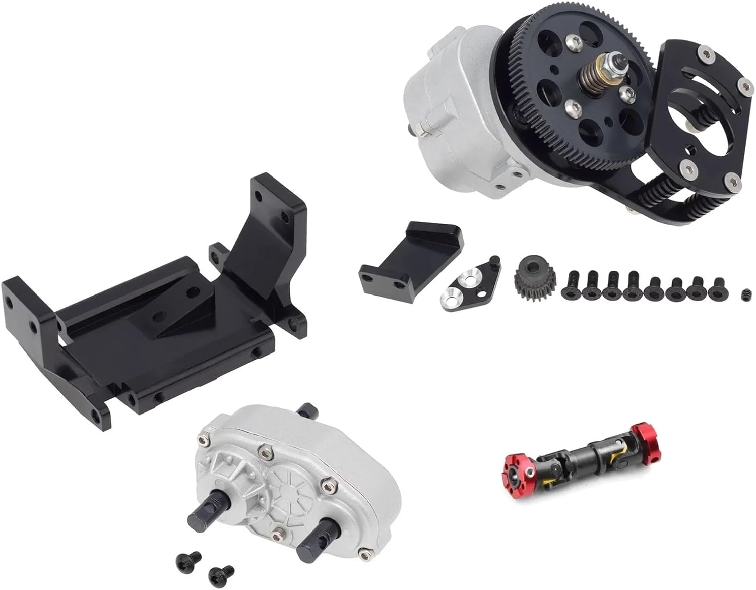 Rc Repairs Spare For Gelande II FJ40 G2 D90 D110 For Defender 1/10 Metal R3 Single Speed Transmission Transfer Case Gearbox RC Crawler Car(Silver,1 Set)