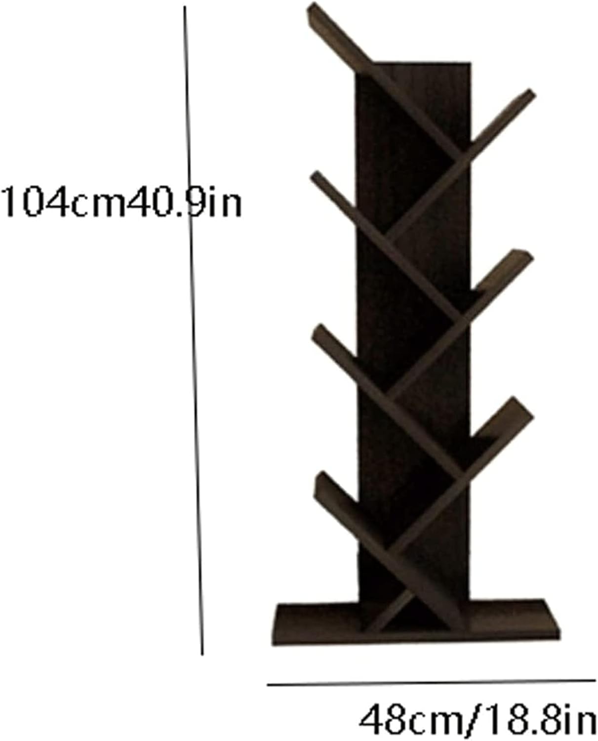 PAASHE Vertical Bookshelf 7 Tiers Large Capacity Bookcase Creative Tree Bookshelves Wooden Rack Bookcase Can Place Cd/Movie/Book