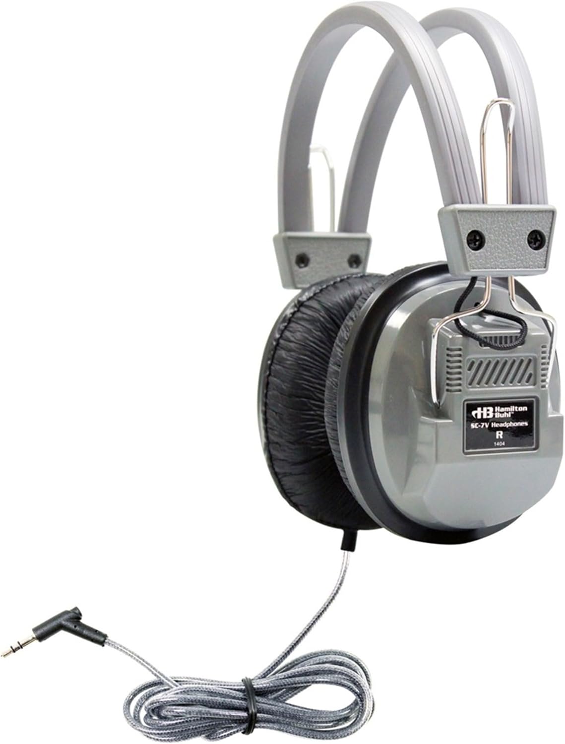 HamiltonBuhl SC‑7V SchoolMate Deluxe Stereo Headphones 50‑Pack – Over‑Ear Design, On‑Earcup Volume Control, Chew‑Resistant Dura‑Cord, Replaceable Leatherette Cushions, 3.5mm Slim‑Barrel Plug (Silver)