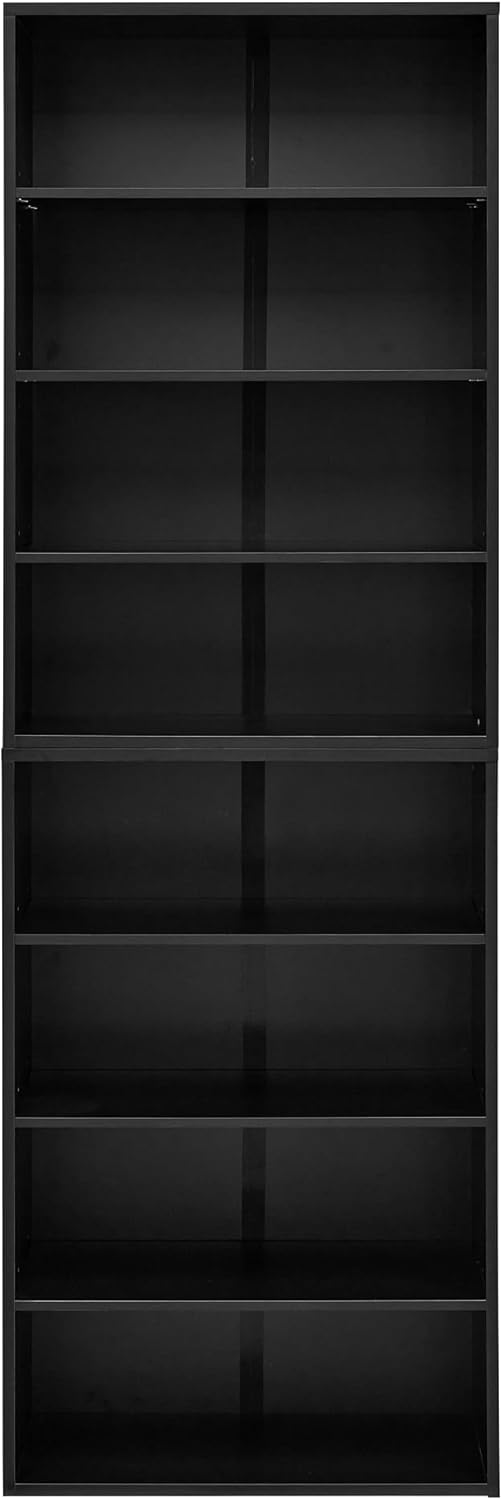 luxuefeng CD DVD Storage Cabinet, Bookcase, Adjustable Shelf 8-Layer Storage, Display Bookshelf, Home, Office, Multi-Functional Double-Layer Bookcase, (Black)