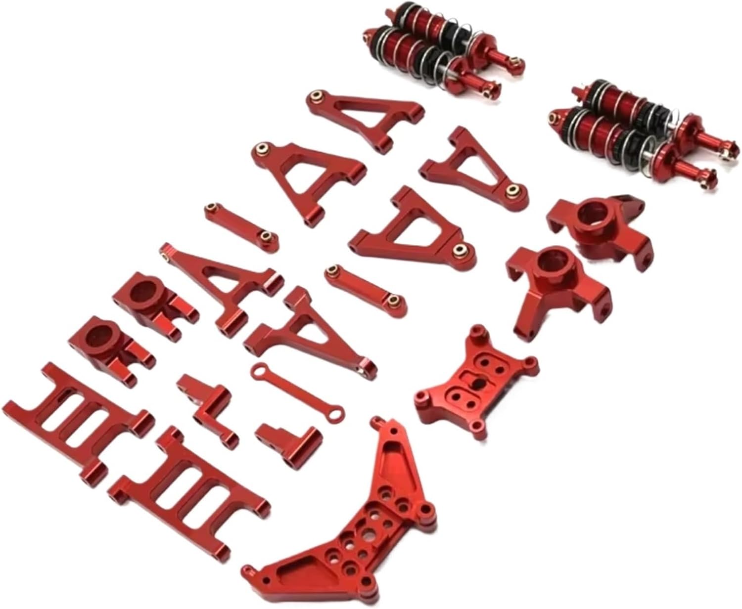 RC Upgrade Accessories for MJX 14301 14302 1/14 Front and Rear Rocker Arm Steering Cup Shock Absorber Metal Upgrade Kit Remote Control Car Parts(Red)