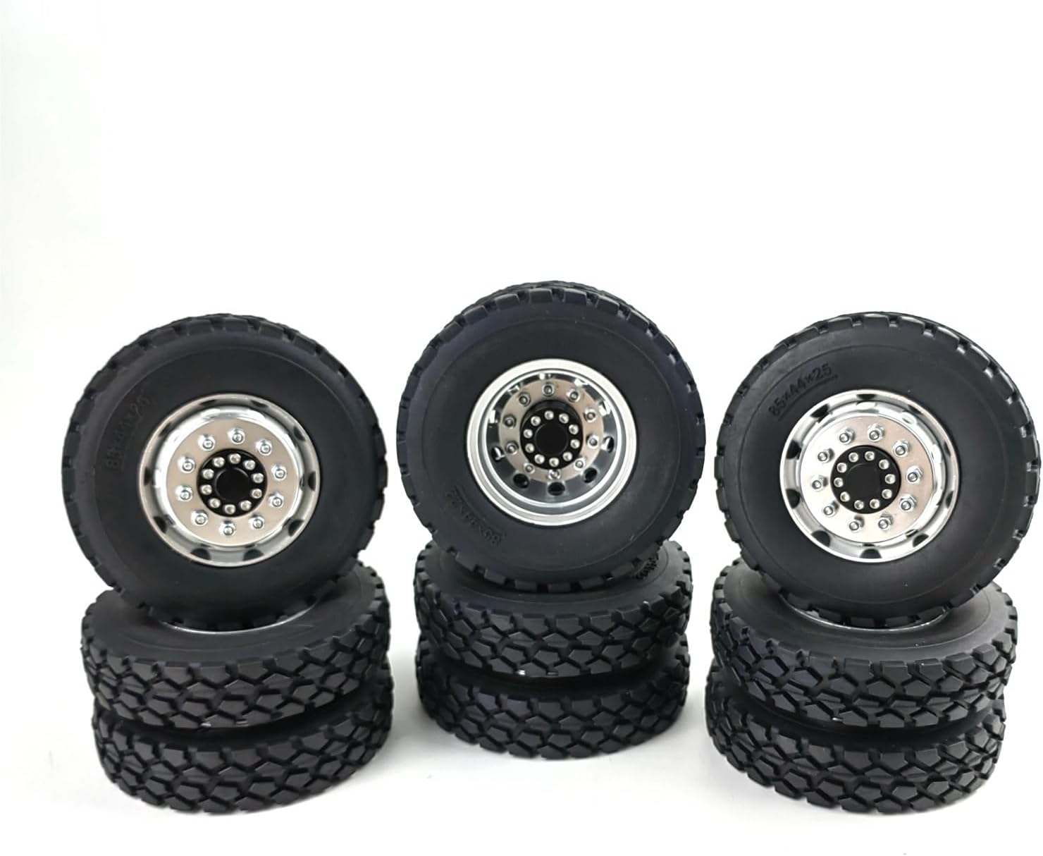 For Tamiya 1/14 Front Rear Wheel Tires Complete Set Metal Hub Rubber Tyre RC Tractor Truck Car Upgrade Parts Models