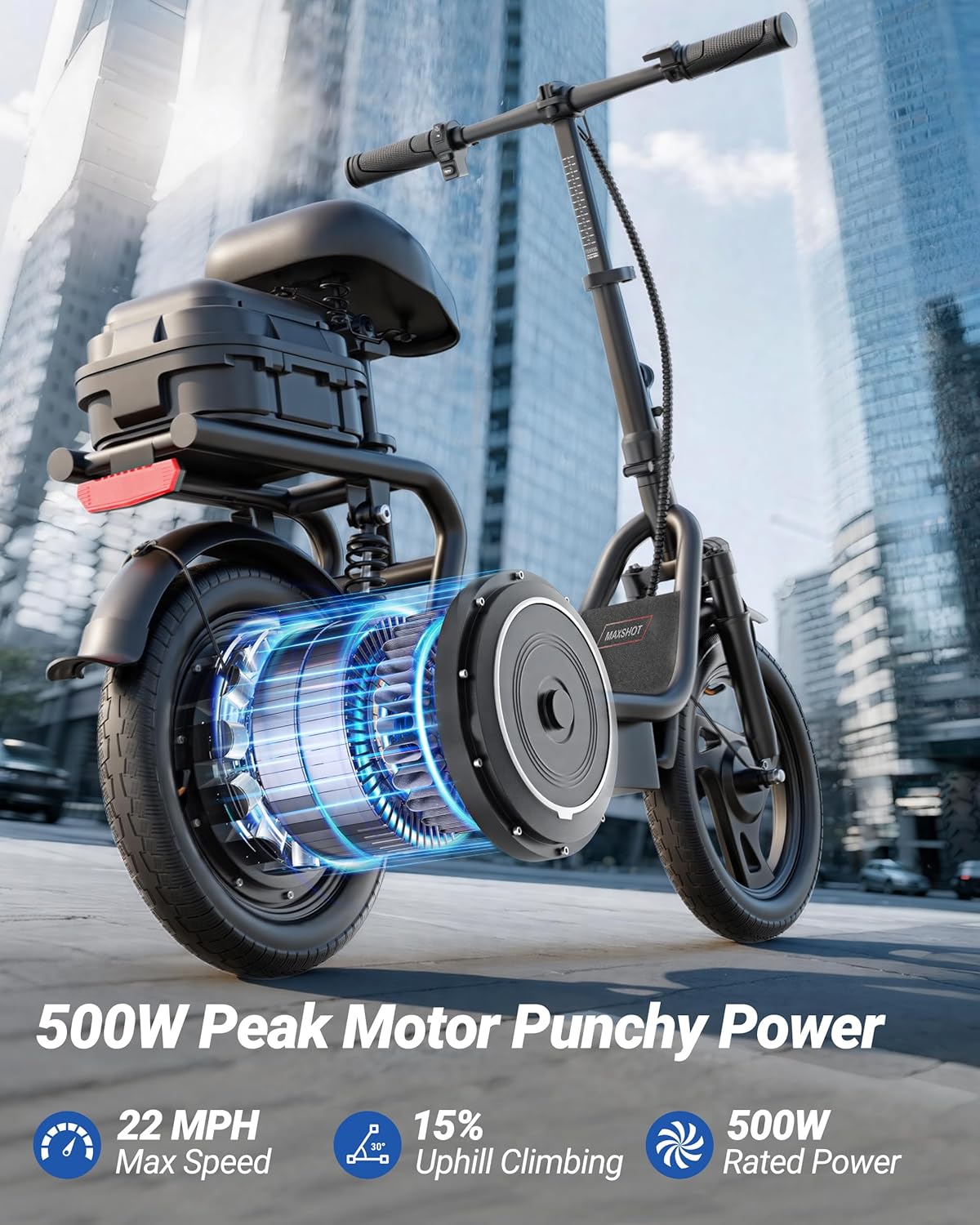 MAXSHOT Electric Scooter Adults & Big Kids, Top Speed 9/16/19/22MPH, 10/12/16/21/50Miles Range, 6.5