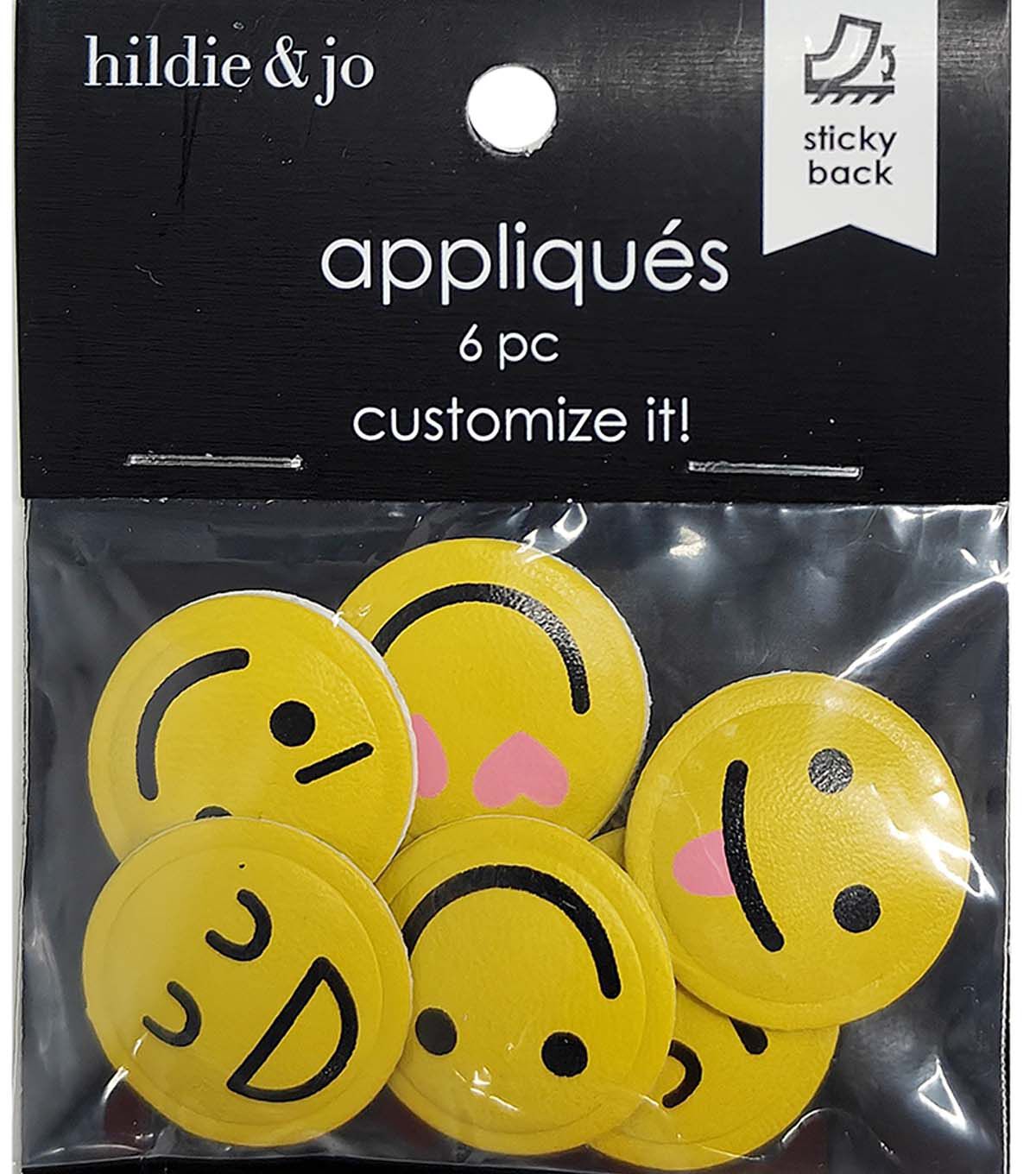 6ct Puffy Smiley Faces Iron On Patches by hildie & jo