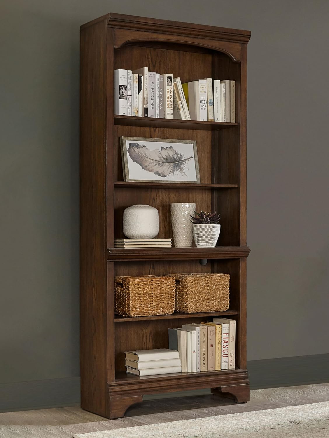 First of a Kind Hartshill 78-inch 5-Shelf Bookcase Burnished Oak