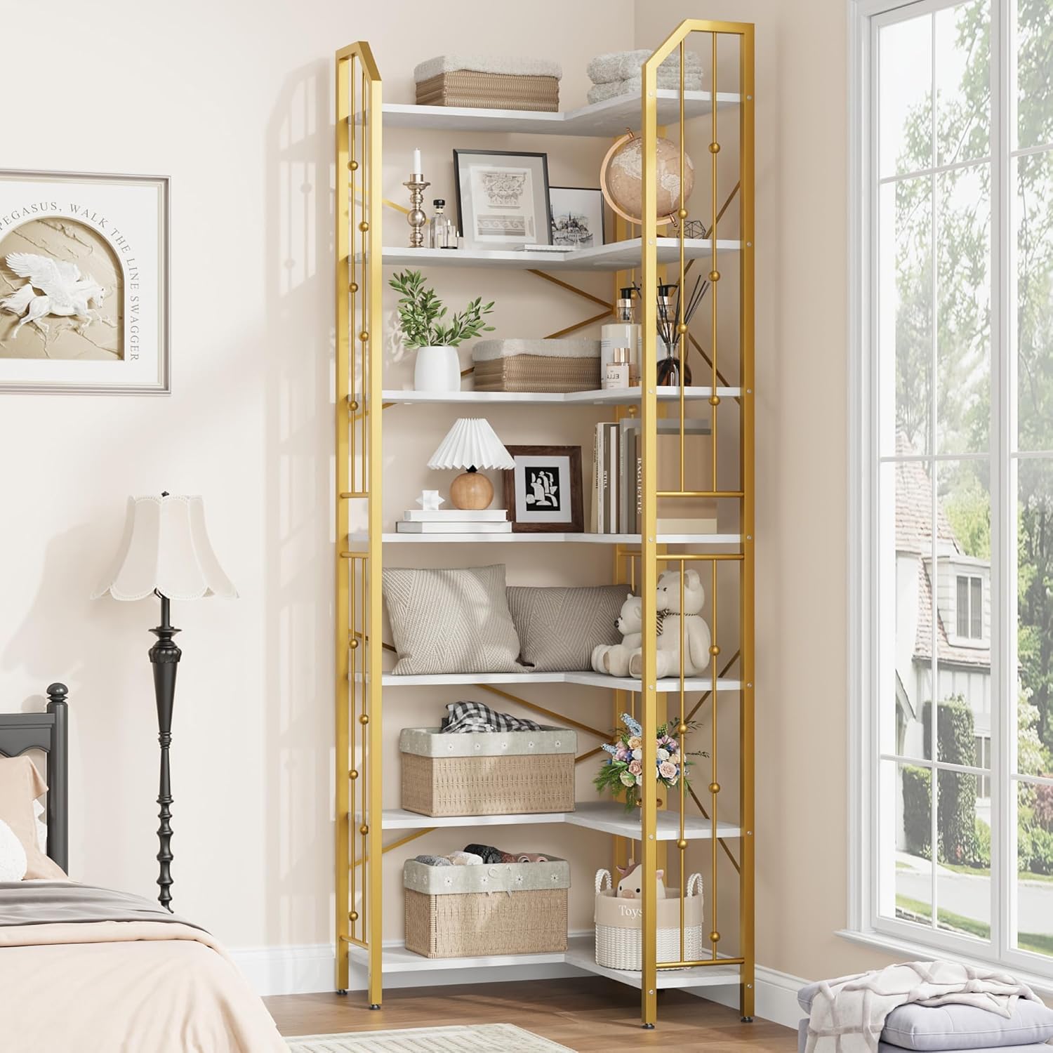 Towallmark Industrial l-Shaped Bookshelf, 86