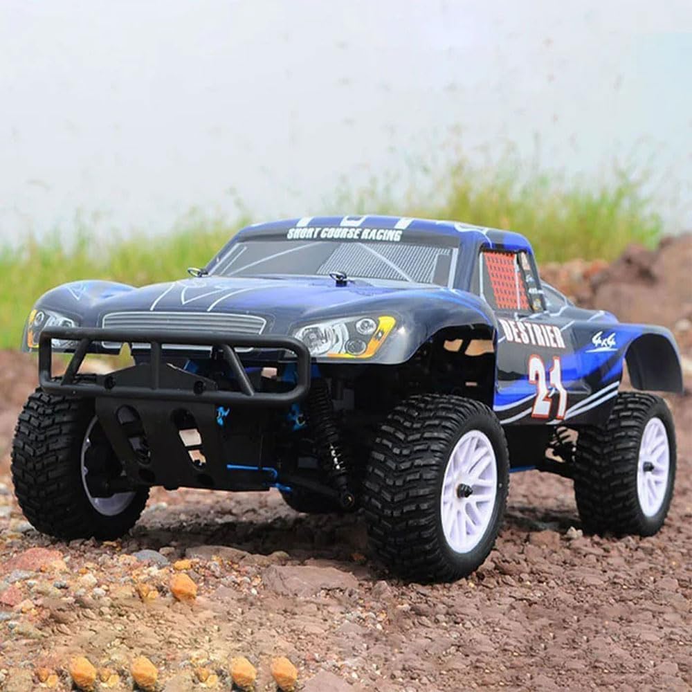 1/10 Nitro RC Truck for Adult Two Speed RC Car Rock Crawler 4WD Remote Control Car Nitro Gas Power Off Road Short Course Truck with Igniter, Methanol Fuel RC Climbing Vehicle Buggy