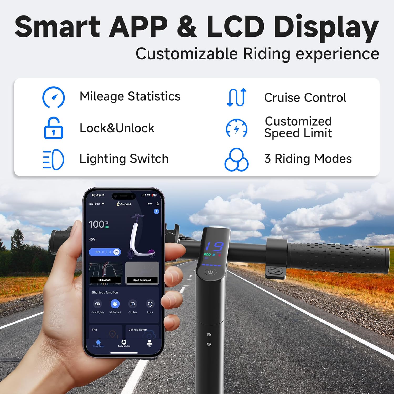 Electric Scooter, Electric Scooter for Adults, 350W/500W Motor, 19 Mph Speed, 15/25 Miles Ranges, 8.5