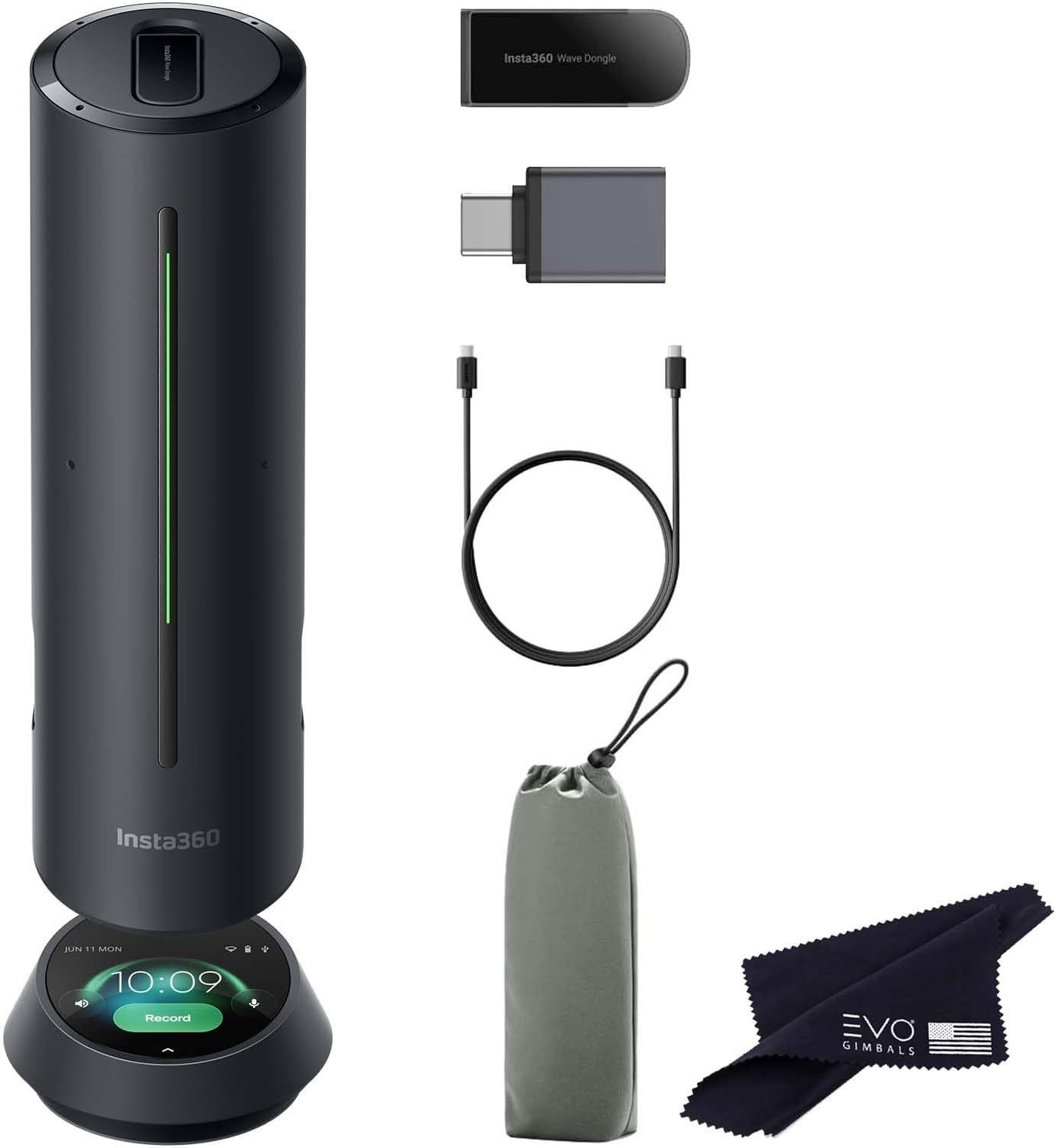 Insta360 Wave Wireless Conference Speakerphone with AI Recording Suite, Graphite Black