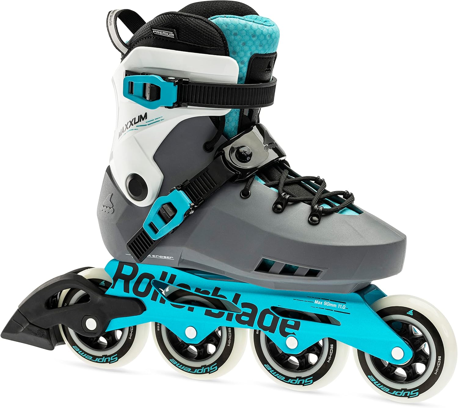 Rollerblade Maxxum XT Women's Adult Urban Inline Skate, Anthracite and Aqua, Performance Inline Skates