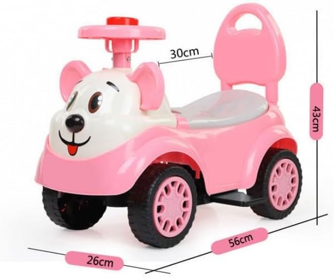 Toddler Ride On Car with Backrest Music Storage Safe Comfortable Walking Sliding Toy Car Foot to Floor(Pink,with Pedals)