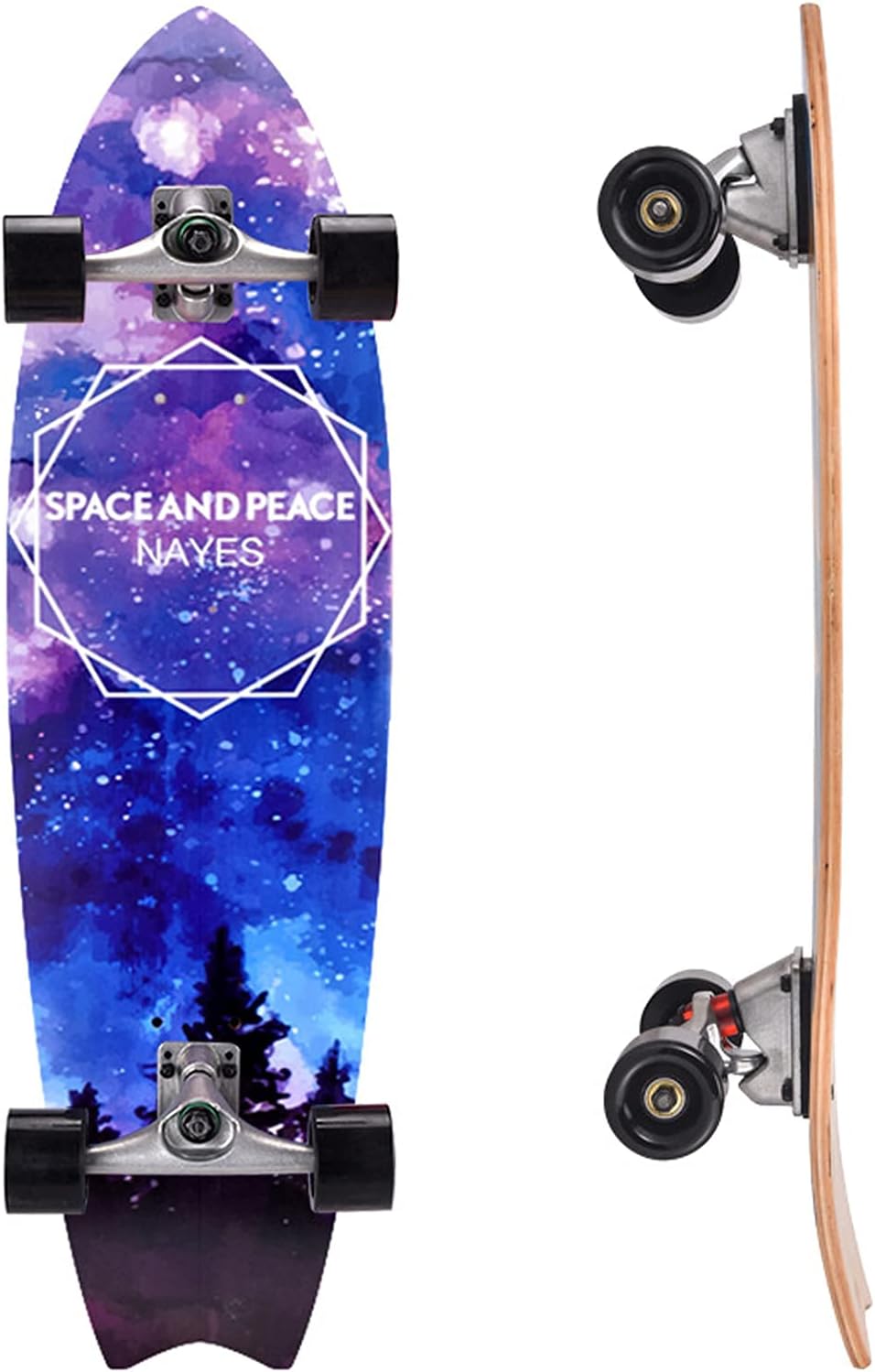 Carving Pumping SurfSkates Complete Skateboard 79×20cm CX4 Truck Deck is Pressed from 8 Layers of Maple Wood ABEC-9 Bearing PU Wheel 6045mm for Beginner Children Teenagers Youth Adults Gift (A)