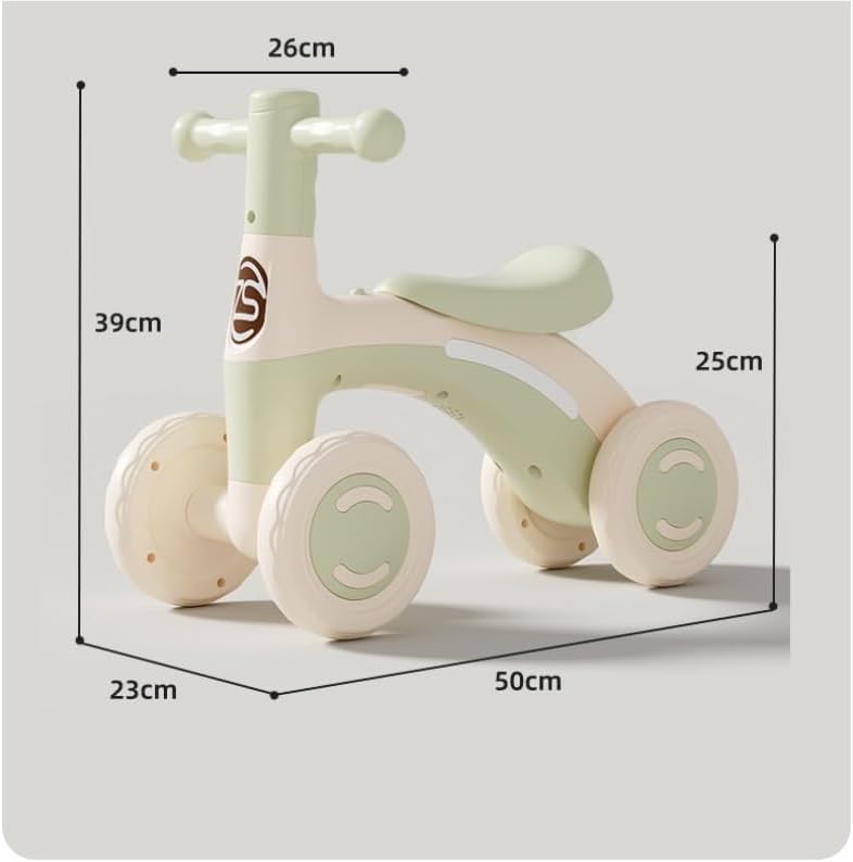 Balance Bike with 4 Wheels Scratch-Resistant Indoor Outdoor Toddler Riding Toy with Steering Limit(Pink)