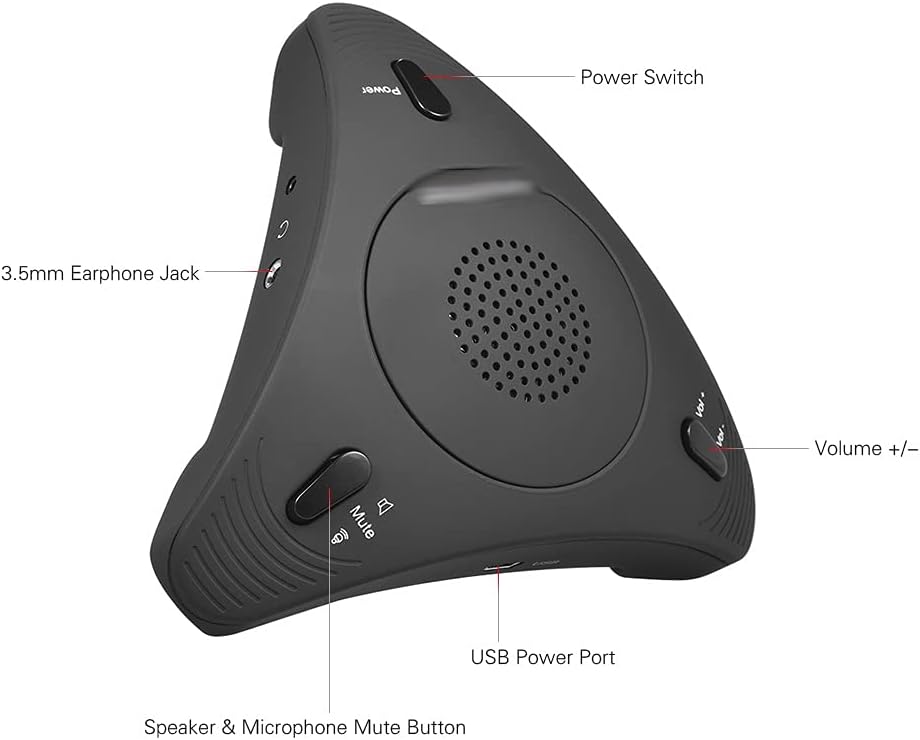 Microphone USB Desktop Computer Conference Omnidirectional Condenser Microphone Mic Speaker Speakerphone 360° Audio Pickup Plug&Play
