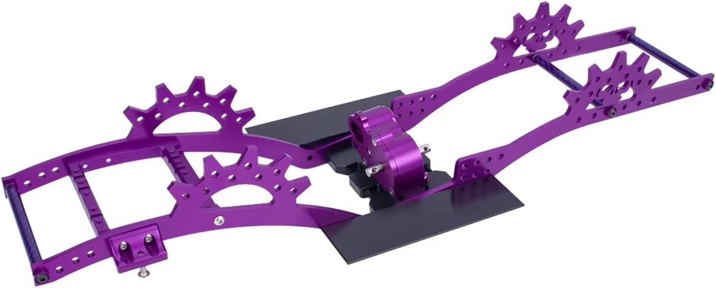 for Capra for SCX10 II VS4-10 1/10 Aluminum for LCG for Chassis Kit Frame Rails with Gearbox Double Servo Mount RC Rigs Crawler Upgrade RC Car Accessories(Purple)