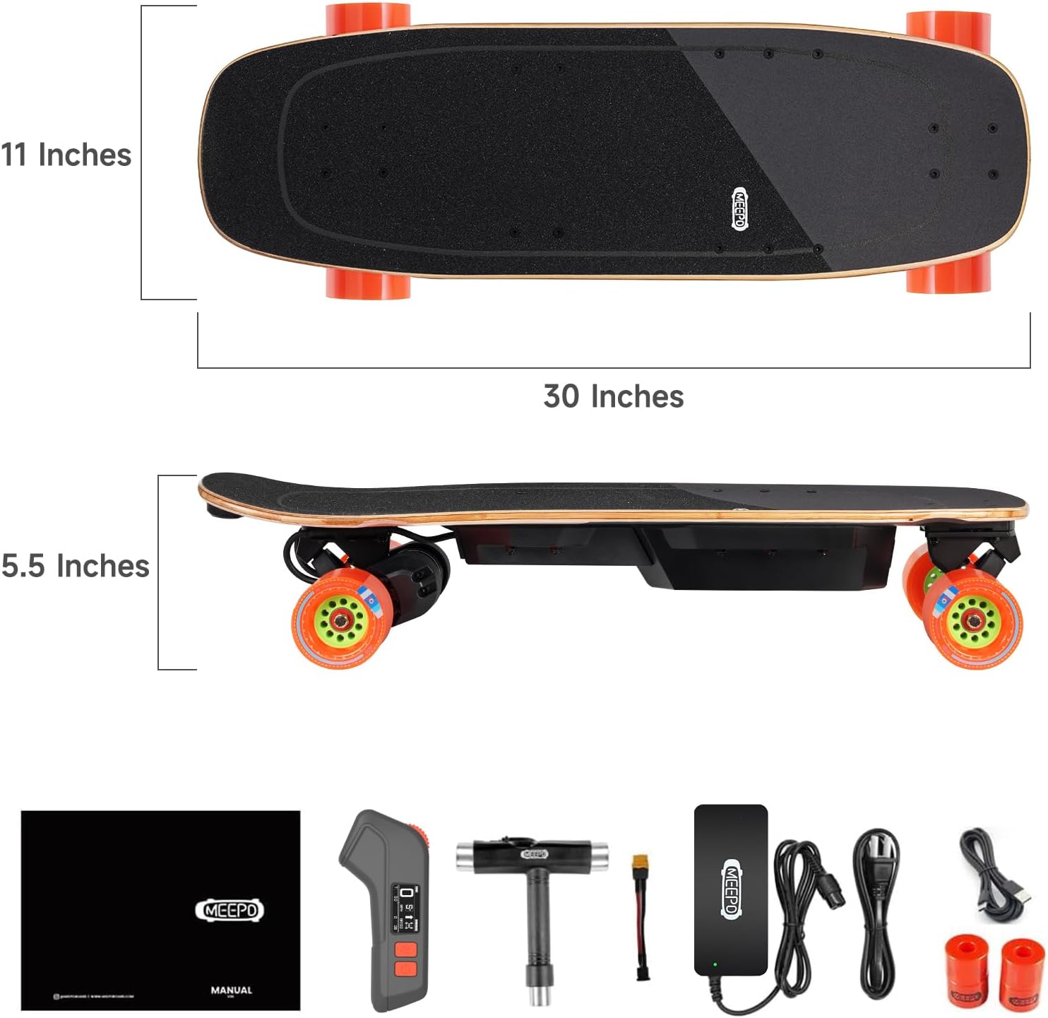 MEEPO Mini Series Electric Skateboard with Remote, Up to 26-32 MPH Top Speed, 11-24Miles Range,330 Pounds Max Load, 30-34 Inches Maple Cruiser for Adults and Teens, Mini5 MINI3 Max Edge Flow