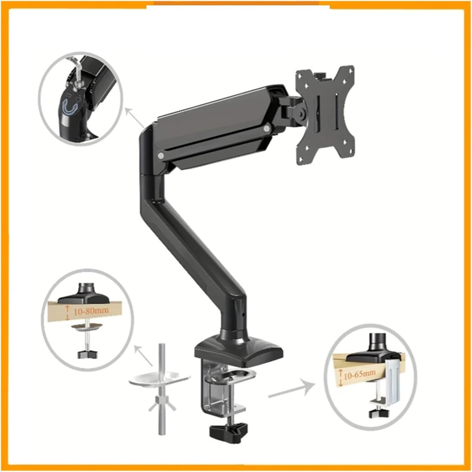 Single Monitor Stand, Supports up to 32 inches, Each Screen Weighs 19.8 pounds, Computer Desk Mount, Adjustable TV Stand(White)