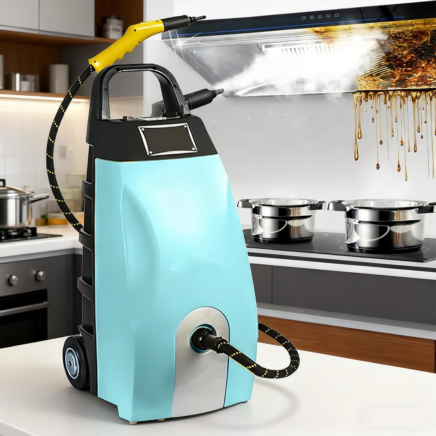 3000W High Pressure Steam Cleaner with 3.5L Water Tank, 40-Second Heat Up, Heavy-Duty Portable Steam Washer with Multiple Accessories for Home, Auto, and Commercial Use blue