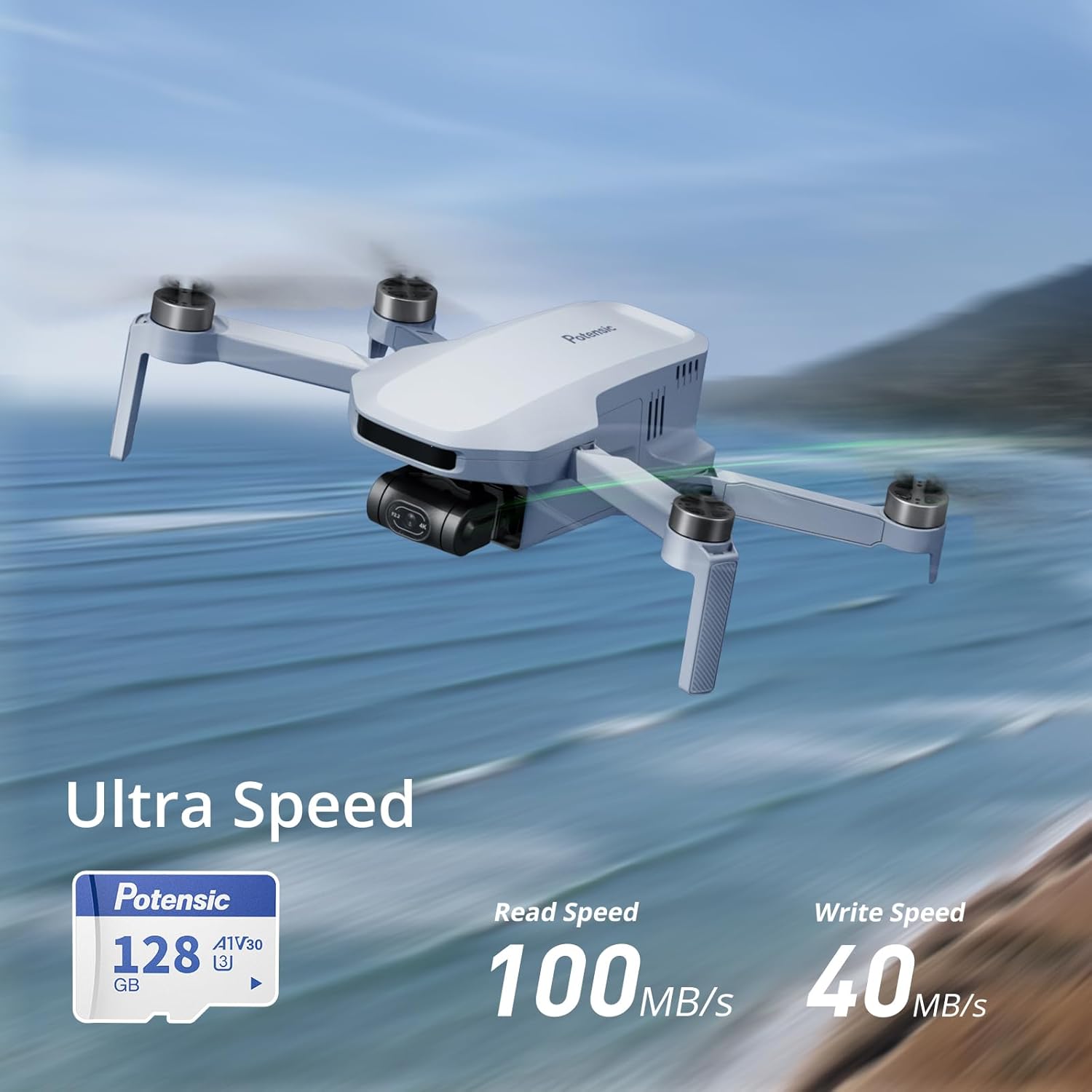 Potensic Atom 2 Drone 4K with RC PTD 1, Fly More Combo Bundle with 128GB Memory Card