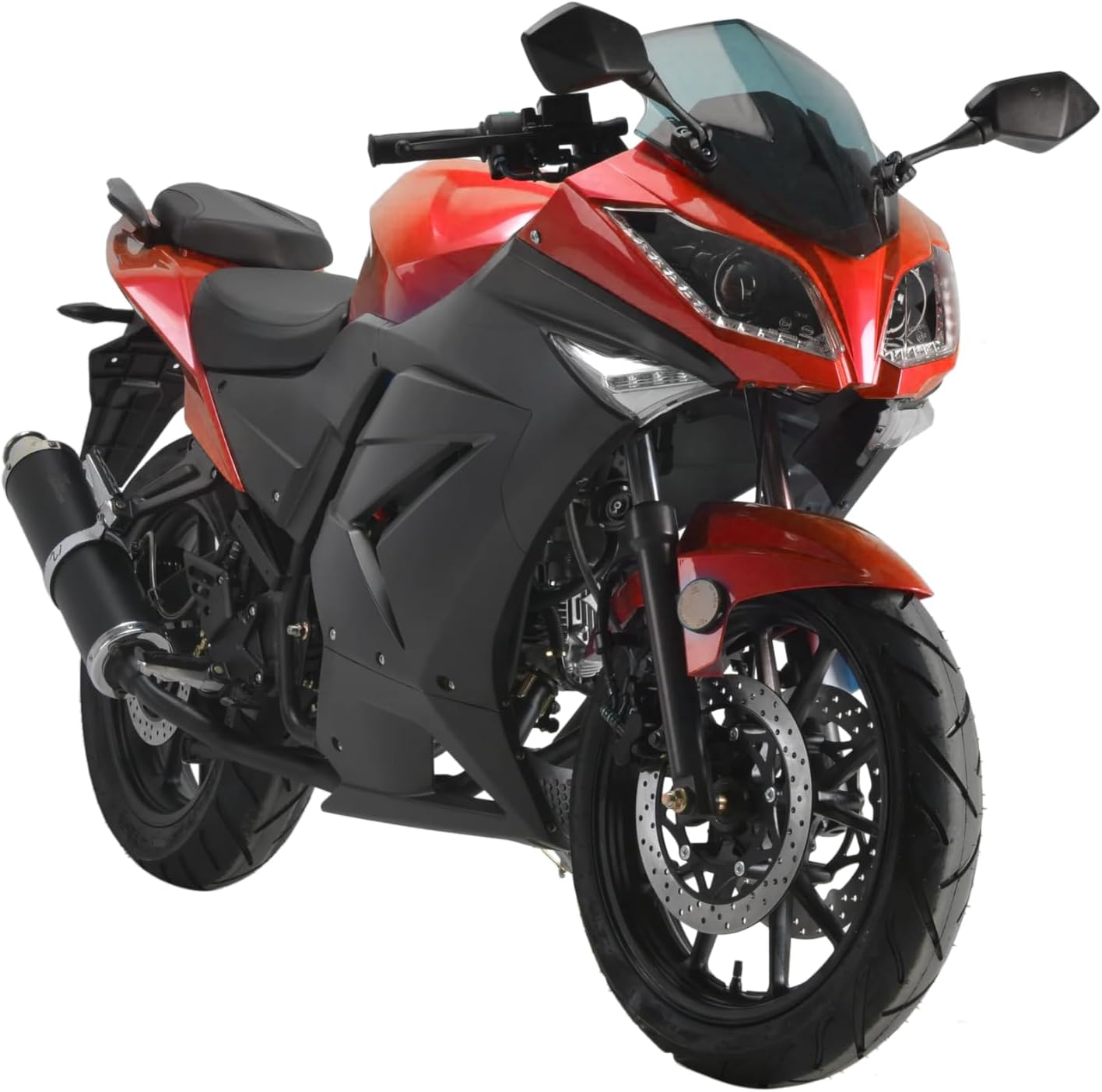 HHH 125cc Motorcycle with Manual Transmission Gas Street Bike by Boom BD125-11 for Adult Youth 125cc Scooter LED Lights and 17 inches Wheels (Red)