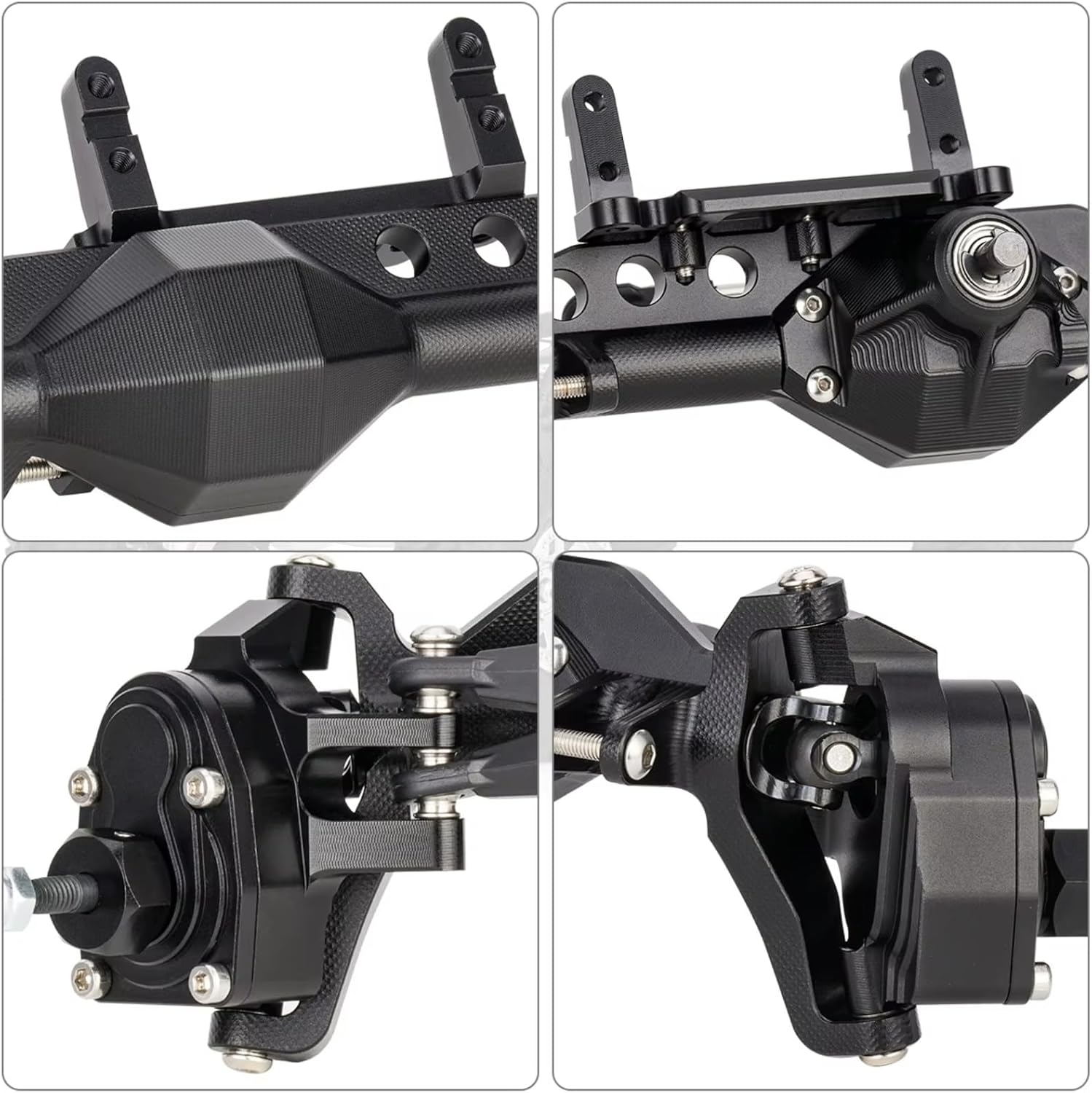 Compatible with SCX10 III for Capra H10 for LCG 1/10 RC Cars Parts Aluminum Offset Portal Axle Set with Servo Mount RC Front and Rear Axle(Silver,1Set)