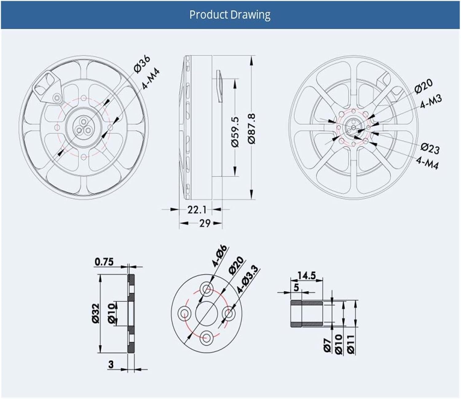 Brushless Motor MN8012 KV100 Multi-Rotor Motor, Maximum Thrust 11.8 kg