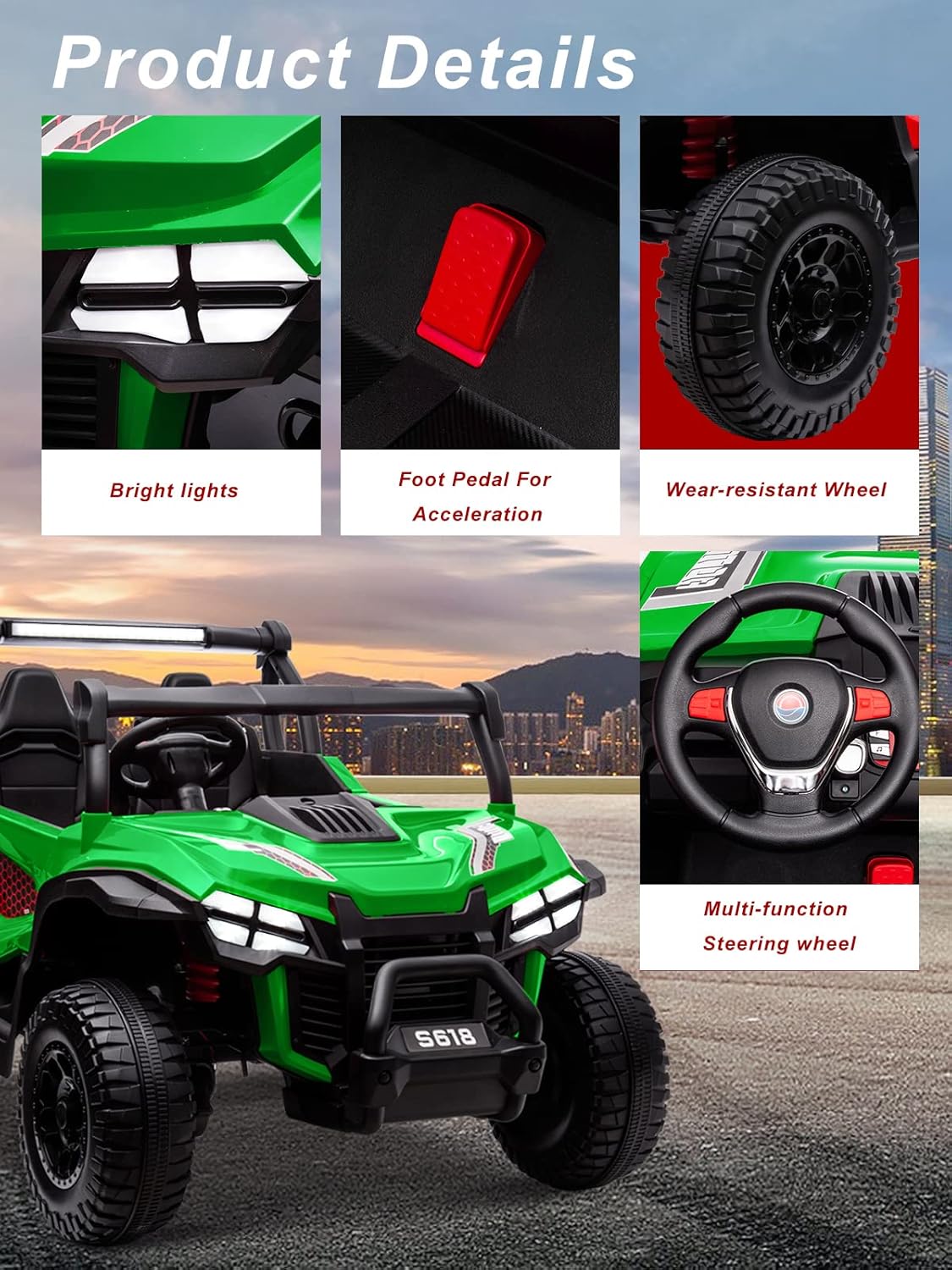 OTTARO 24V XXXL Ride on Cars 2 Seater, Electric Cars Vehicles for Big Kids, 4WD Ride on UTV Truck w/Remote Control, 25