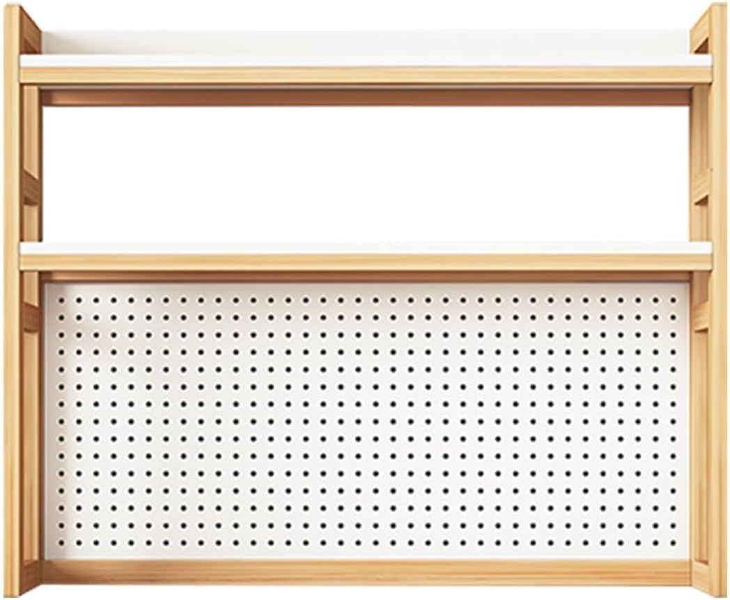 Desktop Bookshelf - 2 Tier Multipurpose Countertop Hutch Bookshelf - Bookcase For Computer Desktop, Wood Desktop Organizer Office Storage Rack, Adjustable Desk Organizer Display Shelf(75*24*92cm)