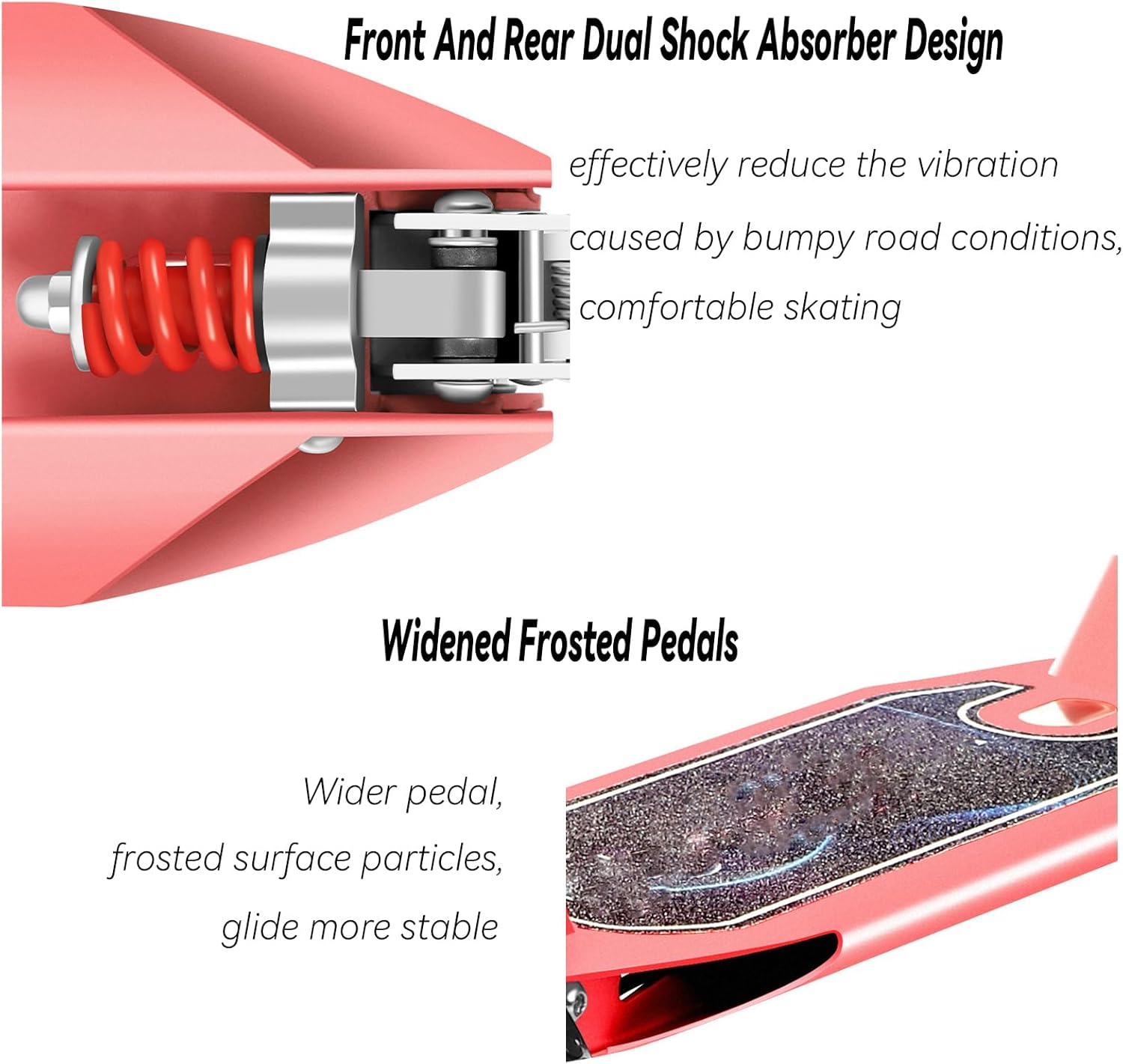 Folding Kick Scooter for Kids and Teens,2 Flash Wheels Scooter with 5-Level Adjustable Handlebar,Dual-Brake System,Aluminum Alloy Frame,Sports Scooter for Ages 8+,300Lb Weight Capacity