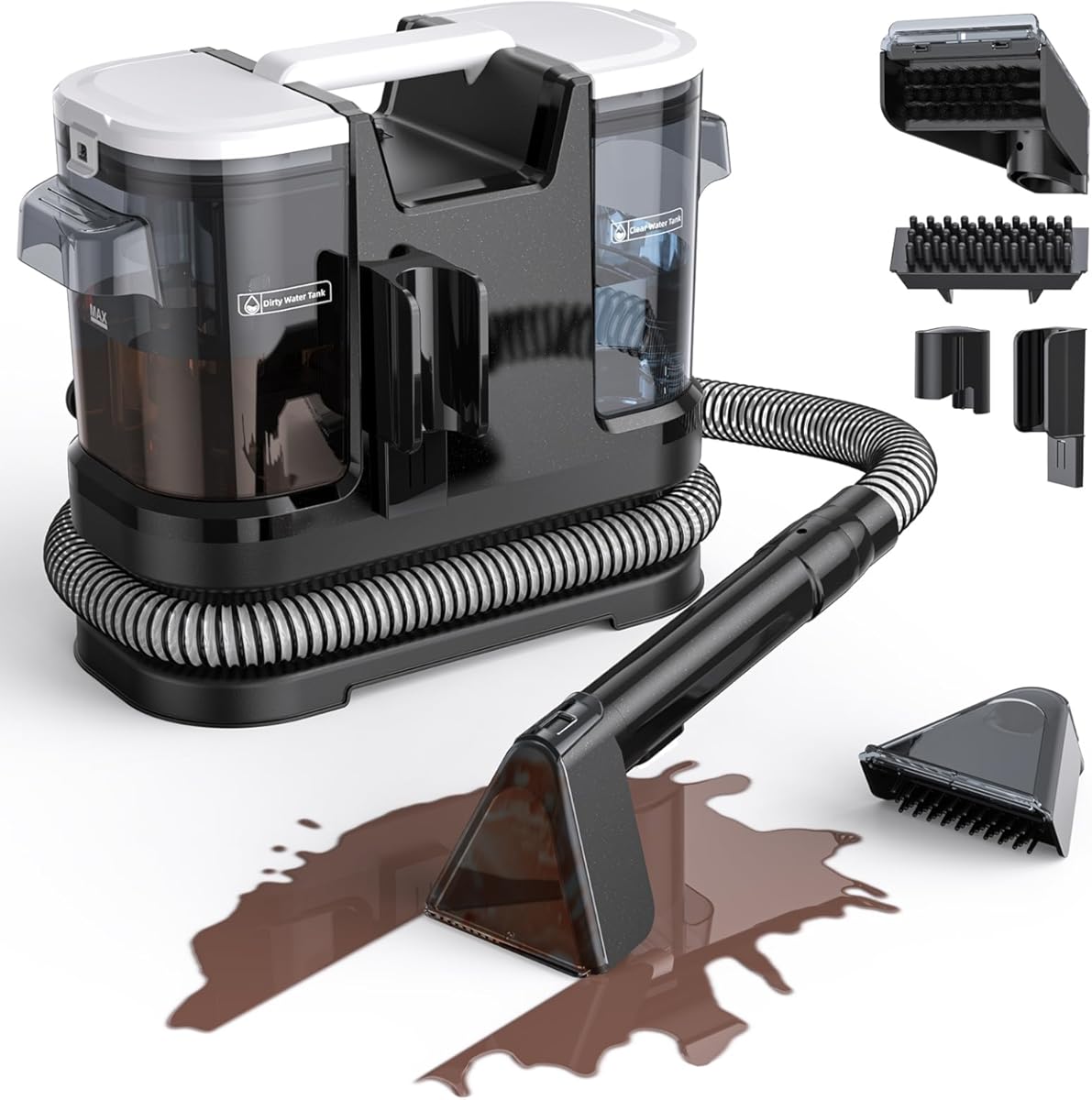 WELSAUBER Couch Cleaner Machine 600W Motor - 15Kpa Suction Upholstery Cleaner Machine, Portable Handheld Carpet Cleaner with Self-Cleaning and for Pet Stain, Couch, Stair, Car Seat and Area Rug