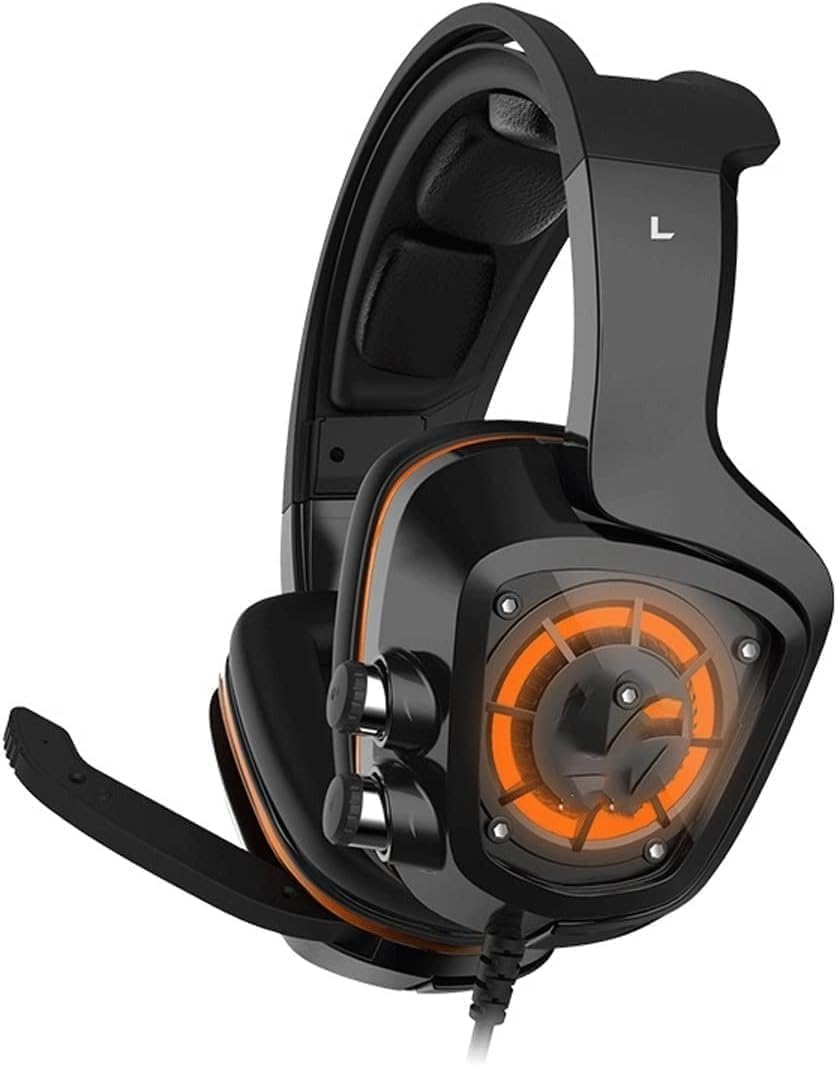 High-end USB PS4 Headset, 7.1 Surround Sound PC Gaming Headset with Cable and Noise Cancelling Mic Headphones for Laptops, Computer,with RGB Light