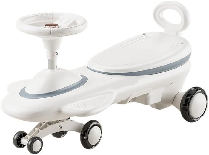 Wiggle Car Kids Electric Ride On Car 6V Wiggle Car with Lights Music for Boys Girls Indoor/Outdoor Toy Vehicle Twisting Cars(White,Sliding Type)